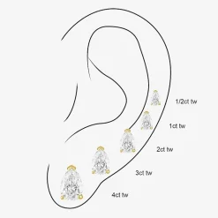 ( E-F/Si1-Si2 ) 4 CT. T.W. Lab-Grown Diamond 14K Gold 11.4mm Pear Stud Earrings
