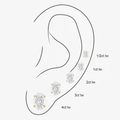 ( E-F/Si1-Si2 ) 3 CT. T.W. Lab-Grown Diamond 14K Gold 9mm Oval Stud Earrings
