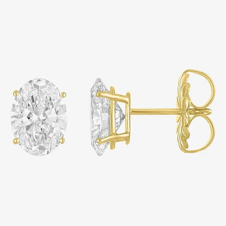 ( E-F/Si1-Si2 ) 3 CT. T.W. Lab-Grown Diamond 14K Gold 9mm Oval Stud Earrings