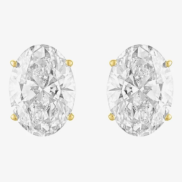 ( E-F/Si1 Si2 ) 4 CT. T.W. Lab-Grown Diamond 14K Gold 9.8mm Oval Stud Earrings