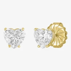 ( E-F/Si1-Si2 ) 3 CT. T.W. Lab-Grown Diamond 14K Gold 8.1mm Heart Stud Earrings
