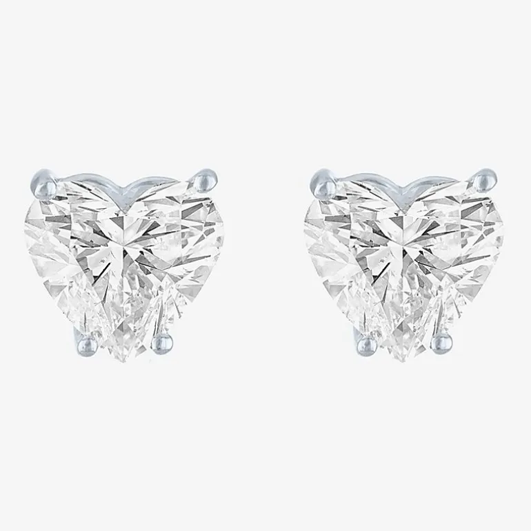 ( E-F/Si1-Si2 ) 4 CT. T.W. Lab-Grown Diamond 14K Gold 8.5mm Heart Stud Earrings