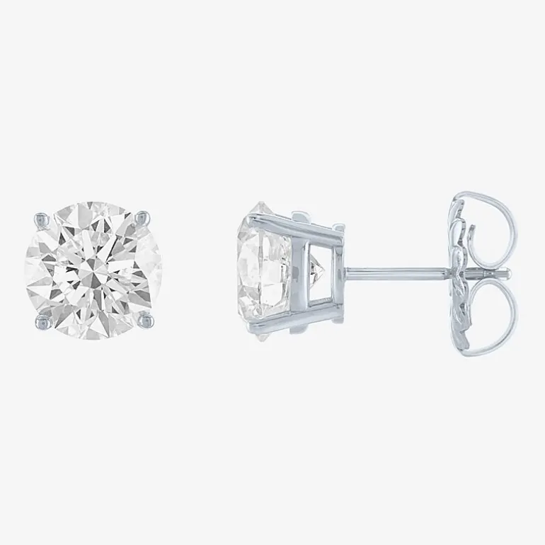 ( E-F/Si1-Si2 ) 4 CT. T.W. Lab-Grown Diamond 14K Gold 8mm Round Stud Earrings
