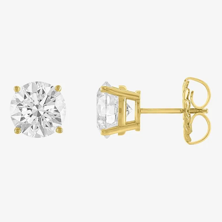 ( E-F/Si1-Si2 ) 4 CT. T.W. Lab-Grown Diamond 14K Gold 8mm Round Stud Earrings