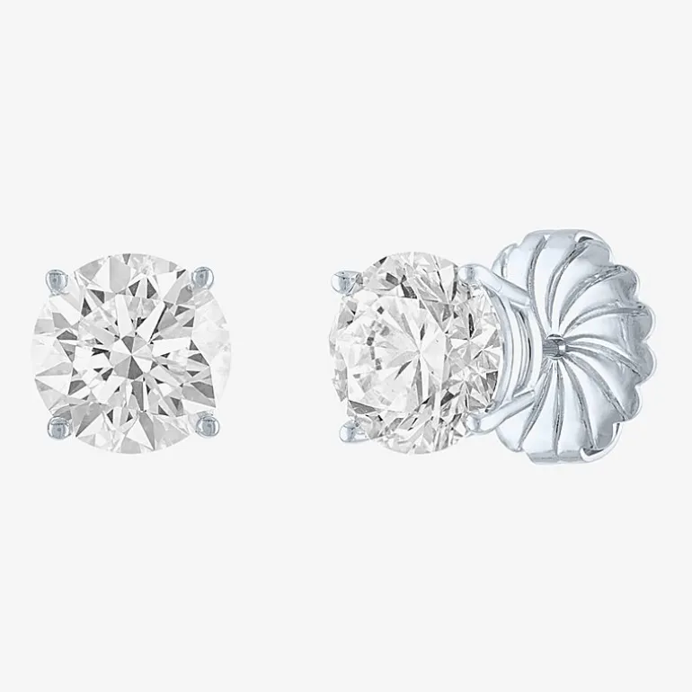 ( E-F/Si1-Si2 ) 4 CT. T.W. Lab-Grown Diamond 14K Gold 8mm Round Stud Earrings