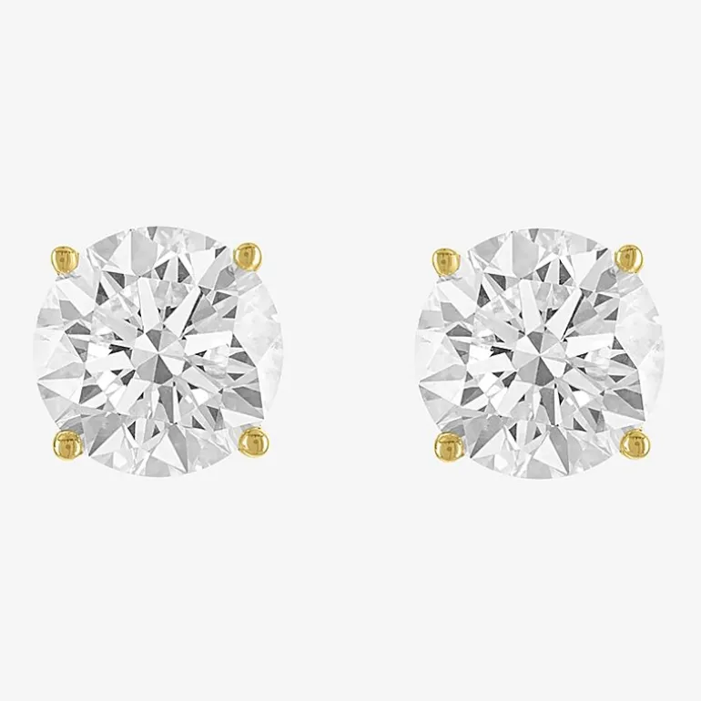 ( E-F/Si1-Si2 ) 4 CT. T.W. Lab-Grown Diamond 14K Gold 8mm Round Stud Earrings