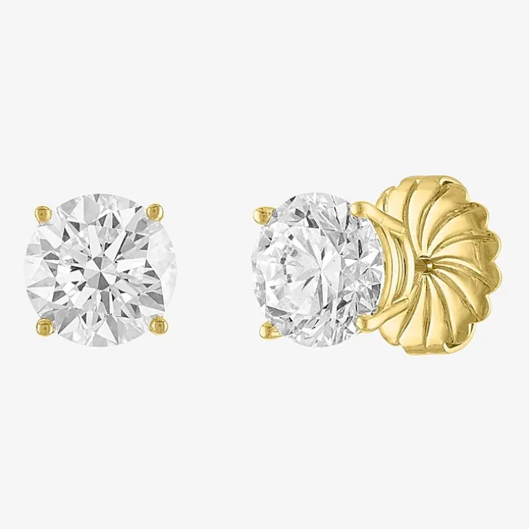 ( E-F/Si1-Si2 ) 4 CT. T.W. Lab-Grown Diamond 14K Gold 8mm Round Stud Earrings