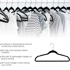 Elama Velvet Slim Profile Heavy Duty Felt 100-pc. Plastic Hangers