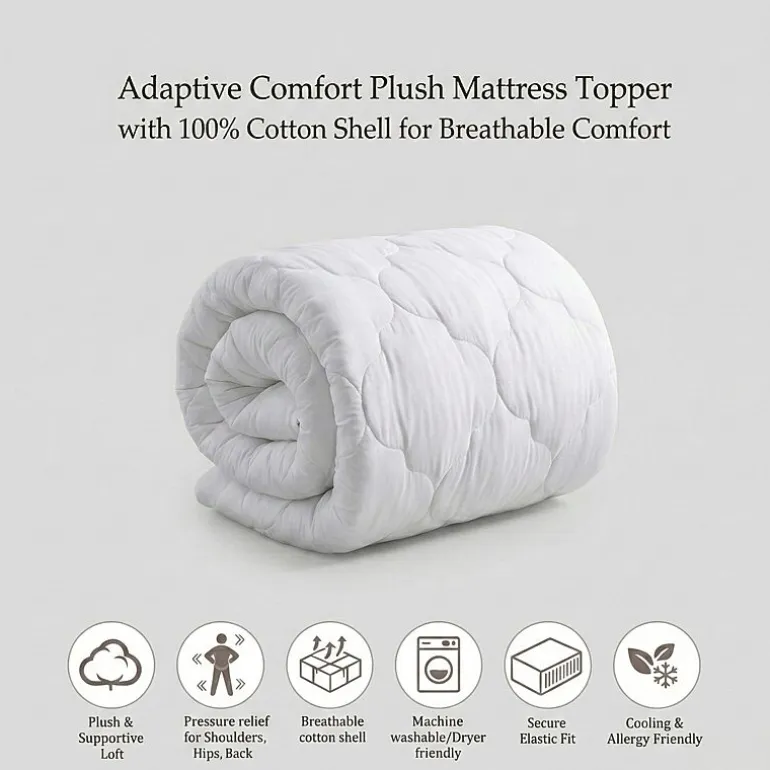 Ella Jayne Lofty 100% Cotton Plush Gel Fiber Filled Mattress Topper