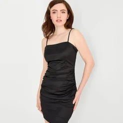 Emerald Sundae Womens Juniors Straight Neck Sleeveless Bodycon Dress