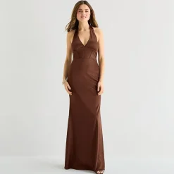 Emerald Sundae Womens Juniors Halter Neck Sleeveless Bodycon Dress