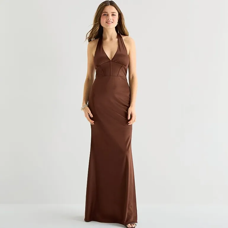 Emerald Sundae Womens Juniors Halter Neck Sleeveless Bodycon Dress