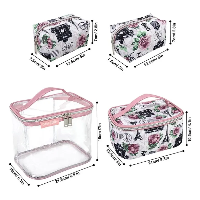 Emma & Chloe 4-pc.Travel Cosmetic Bag Train Set