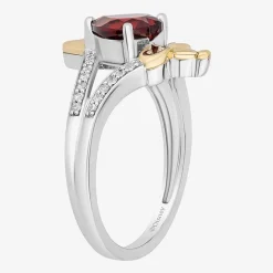 Enchanted Disney Fine Jewelry Evil Queen (I, I2) Womens 1/8 CT. T.W. Genuine Red Garnet 14K Two Tone Gold Over Silver Sterling Silver Evil Queen Snow White Side Stone Cocktail Ring