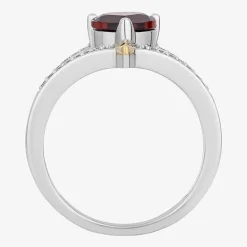 Enchanted Disney Fine Jewelry Evil Queen (I, I2) Womens 1/8 CT. T.W. Genuine Red Garnet 14K Two Tone Gold Over Silver Sterling Silver Evil Queen Snow White Side Stone Cocktail Ring