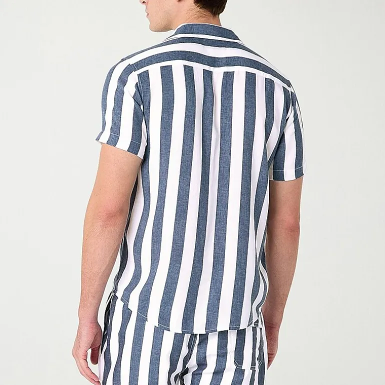 Endless Summer Mens Striped Short Sleeve Swim Shirt