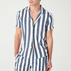 Endless Summer Mens Striped Short Sleeve Swim Shirt