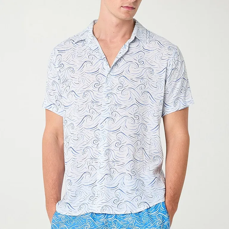 Endless Summer Mens Striped Short Sleeve Swim Shirt