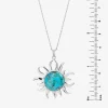 Enhanced Turquoise Filigree Sterling Silver Sun Pendant Necklace