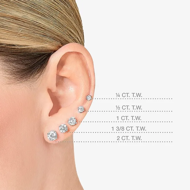 Ever Star 3 CT. T.W. Lab-Grown ( G/SI1-SI2 ) Diamond 14K Gold Round Stud Earrings