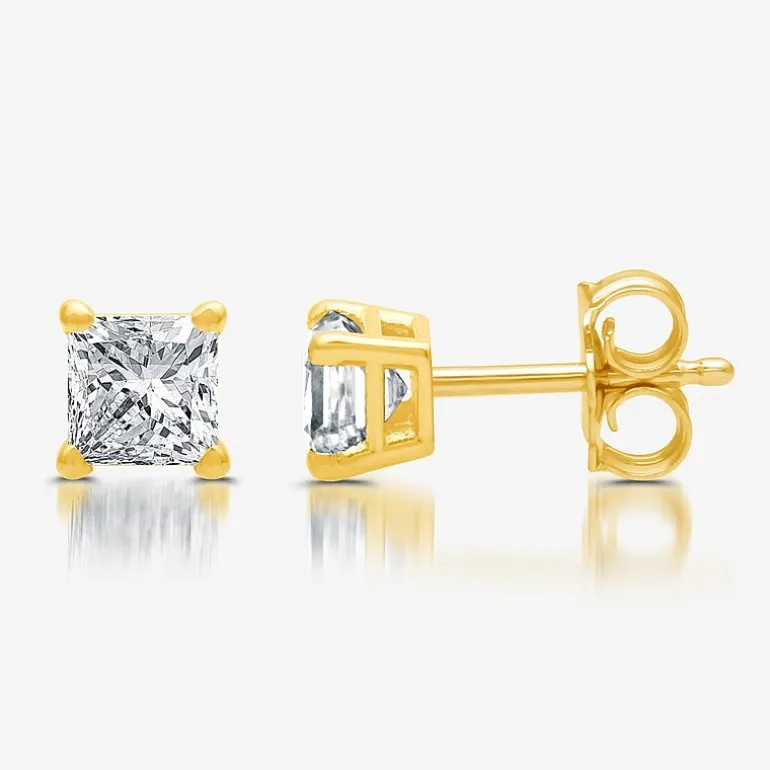 Everstar 1/2 CT. T.W. Lab-Grown (G / SI1-SI2) Diamond Princess-cut Stud Earrings in 10K or 14K Gold