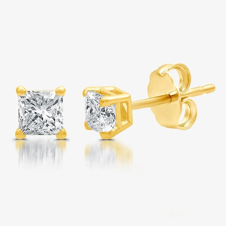 Everstar 1/2 CT. T.W. Lab-Grown (G / SI1-SI2) Diamond Princess-cut Stud Earrings in 10K or 14K Gold