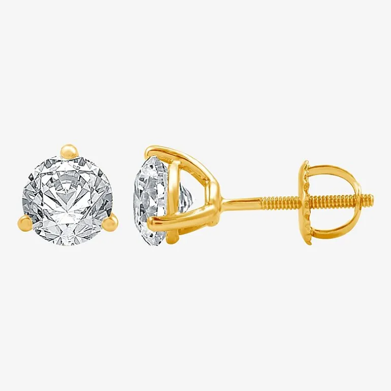 Ever Star (E-F / Si1-Si2) 1 1/2 CT. T.W. Lab Grown White Diamond 14K Gold 6.5mm Round Stud Earrings