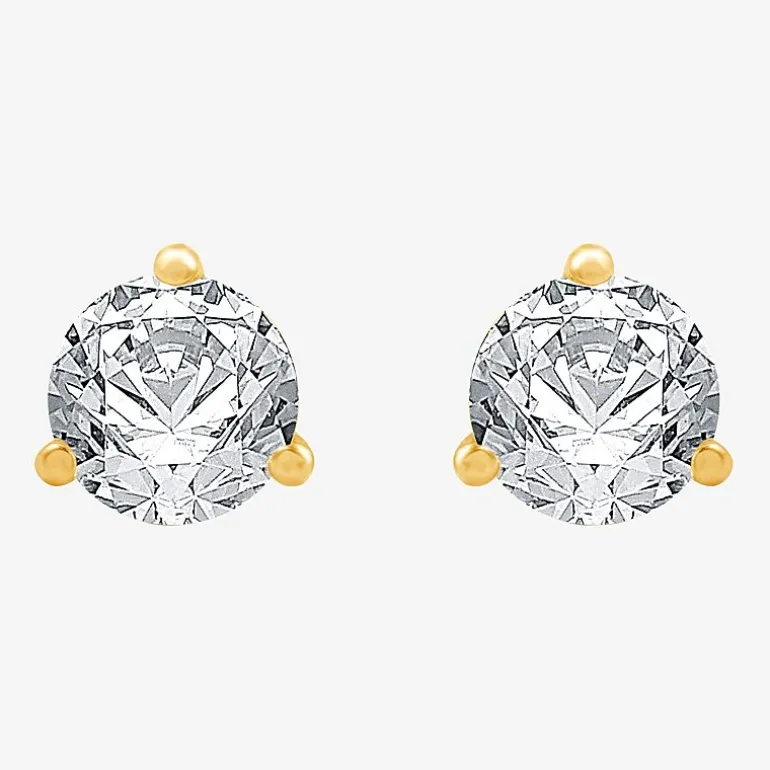 Ever Star (E-F / Si1-Si2) 1 1/2 CT. T.W. Lab Grown White Diamond 14K Gold 6.5mm Round Stud Earrings