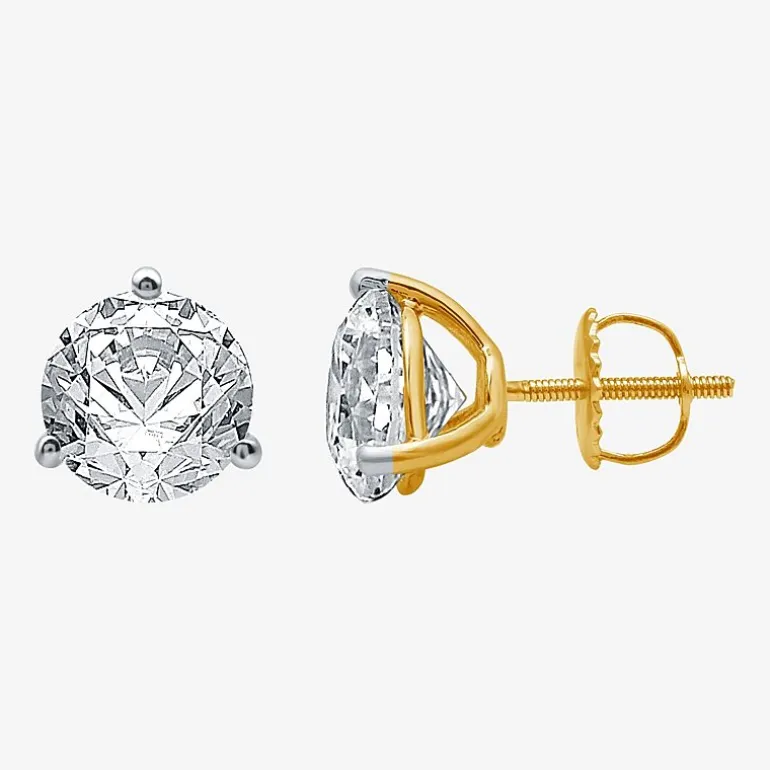 Ever Star (E-F / Si1-Si2) 3 CT. T.W. Lab Grown White Diamond 14K Gold 8.3mm Round Stud Earrings