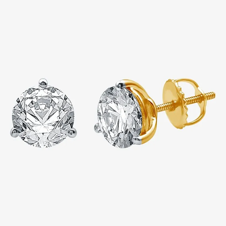 Ever Star (E-F / Si1-Si2) 3 CT. T.W. Lab Grown White Diamond 14K Gold 8.3mm Round Stud Earrings