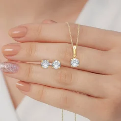 Ever Star (G / SI1-SI2) 1 CT. T.W. Lab Grown White Diamond 10K White Gold Round 2-pc. Jewelry Set