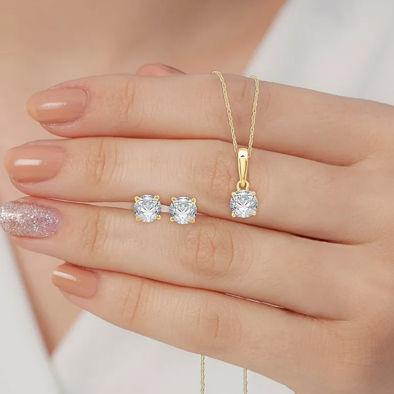 Ever Star (G / SI1-SI2) 1 CT. T.W. Lab Grown White Diamond 10K White Gold Round 2-pc. Jewelry Set