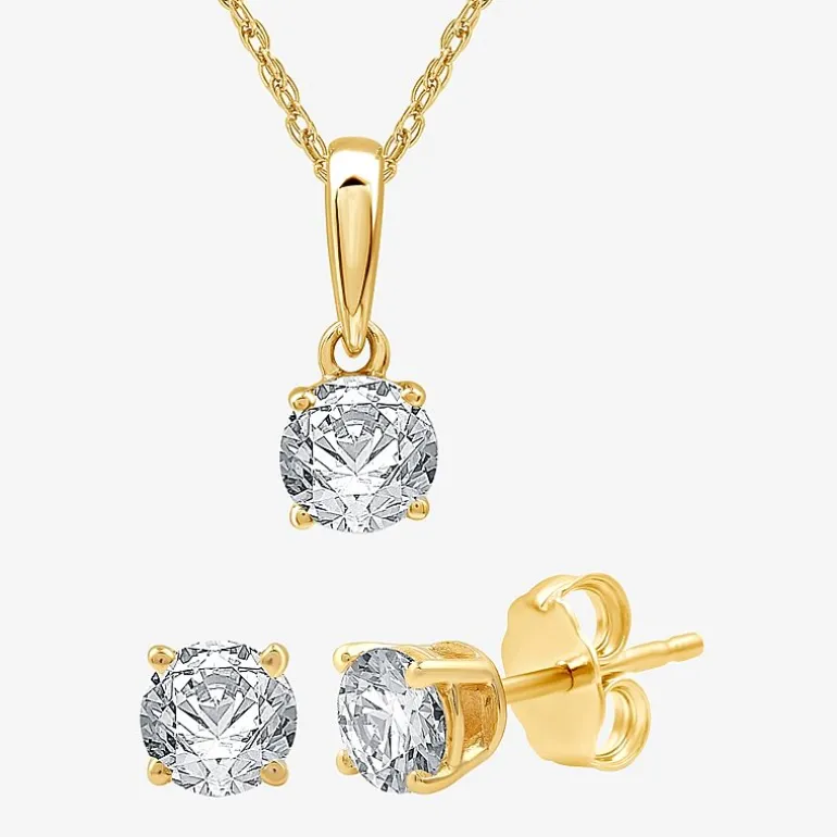 Ever Star (G / SI1-SI2) 1 CT. T.W. Lab Grown White Diamond 10K White Gold Round 2-pc. Jewelry Set