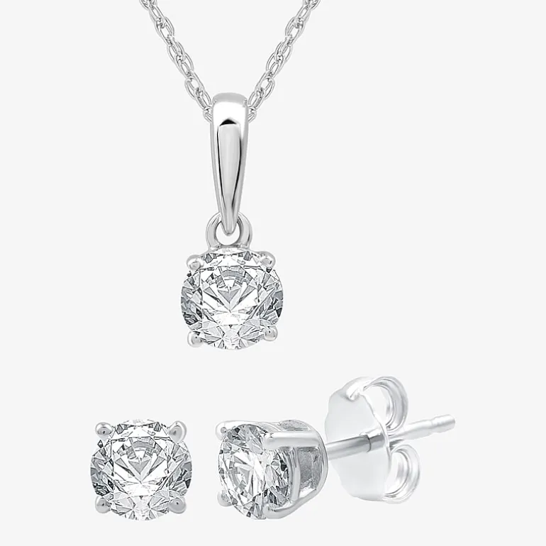 Ever Star (G / SI1-SI2) 1 CT. T.W. Lab Grown White Diamond 10K White Gold Round 2-pc. Jewelry Set