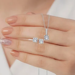 Ever Star (G / SI1-SI2) 1/2 CT. T.W. Lab Grown White Diamond Sterling Silver Round 2-pc. Jewelry Set