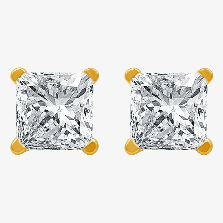 Ever Star (G / SI1-SI2) 2 CT. T.W. Lab-Grown Diamond 10K or 14K Gold Princess Stud Earrings