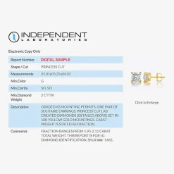Ever Star (G / SI1-SI2) 2 CT. T.W. Lab-Grown Diamond 10K or 14K Gold Princess Stud Earrings