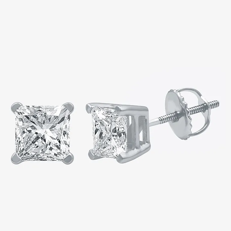 Ever Star (G / SI1-SI2) 2 CT. T.W. Lab-Grown Diamond 10K or 14K Gold Princess Stud Earrings