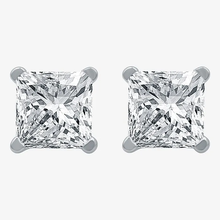 Ever Star (G / SI1-SI2) 2 CT. T.W. Lab-Grown Diamond 10K or 14K Gold Princess Stud Earrings
