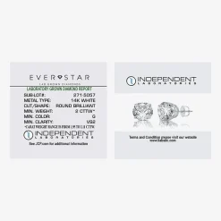 Ever Star (G / VS2) 2 CT. T.W. Lab Grown White Diamond 14K Gold 6.3mm Round Stud Earrings
