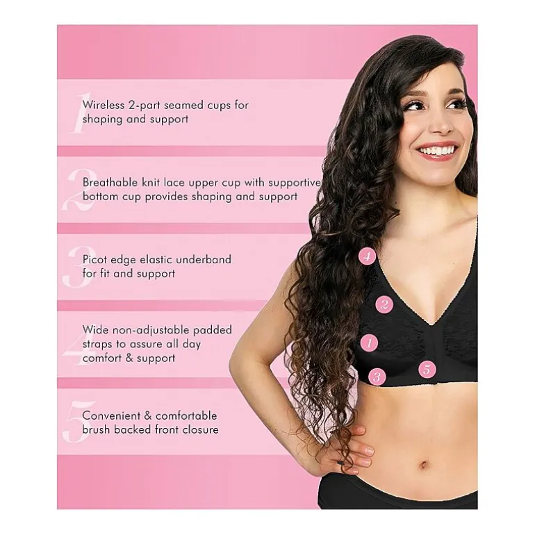 Exquisite Form® Women's FULLY Lace Wireless Back & Posture Support Bra with Front Closure-5100565