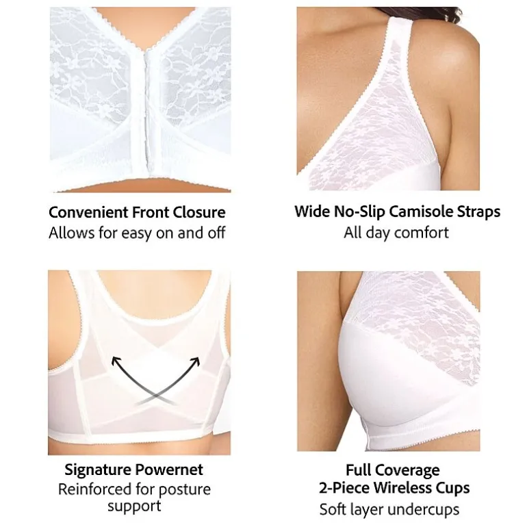 Exquisite Form® Women's FULLY Lace Wireless Back & Posture Support Bra with Front Closure-5100565