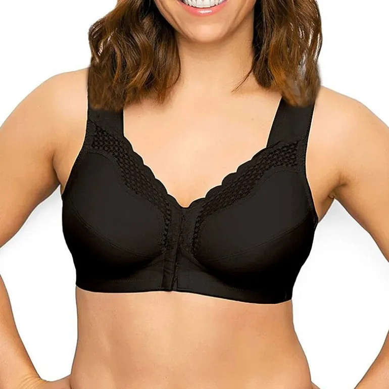 Exquisite Form® Women's FULLY Wireless Cotton Back & Posture Support Bra with Front Closure & Lace- 5100531