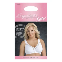 Exquisite Form® Women's FULLY Wireless Cotton Back & Posture Support Bra with Front Closure & Lace- 5100531