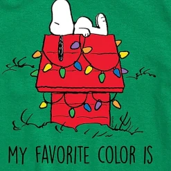 Favorite Color Christmas Lights Little & Big Kid Boys Crew Neck Short Sleeve Regular Fit Peanuts Snoopy Graphic T-Shirt