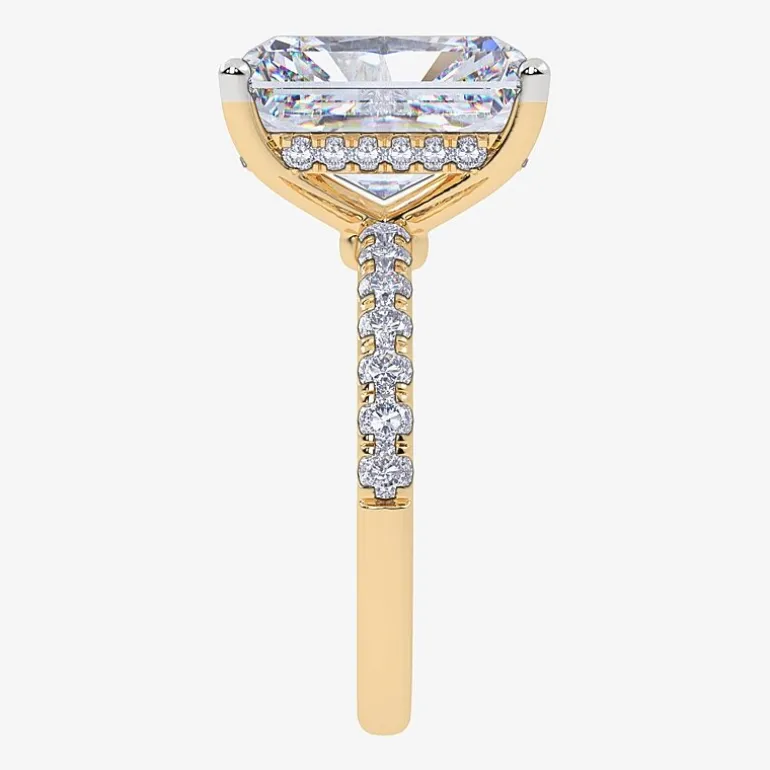 (F-G /Vs2-Si1) Womens 2 1/4 CT. T.W. Lab Grown White Diamond 14K Gold Rectangular Side Stone Engagement Ring