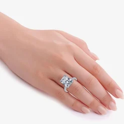 (F-G /Vs2-Si1) Womens 2 1/4 CT. T.W. Lab Grown White Diamond 14K Gold Rectangular Side Stone Engagement Ring