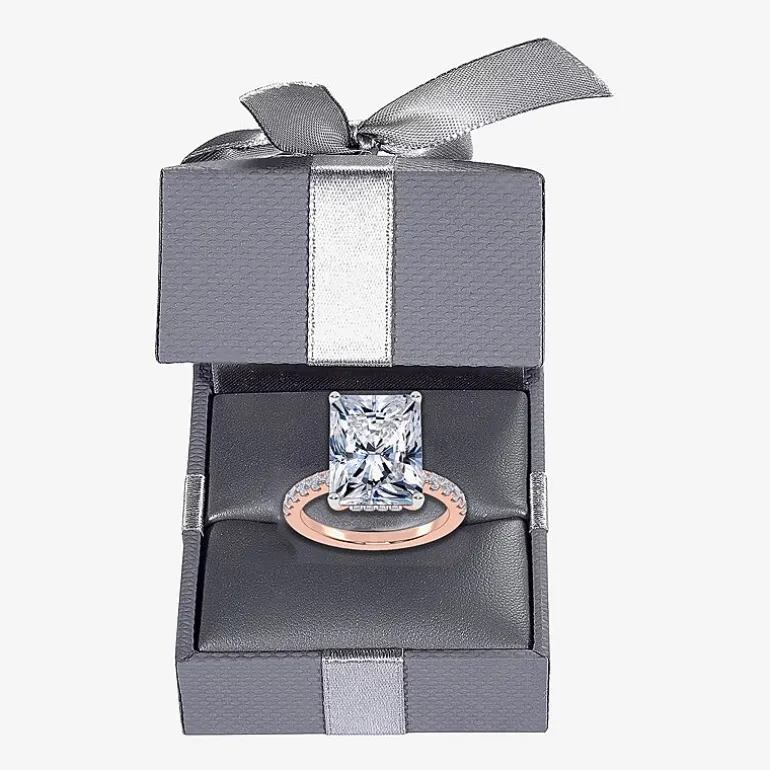 (F-G /Vs2-Si1) Womens 2 1/4 CT. T.W. Lab Grown White Diamond 14K Gold Rectangular Side Stone Engagement Ring