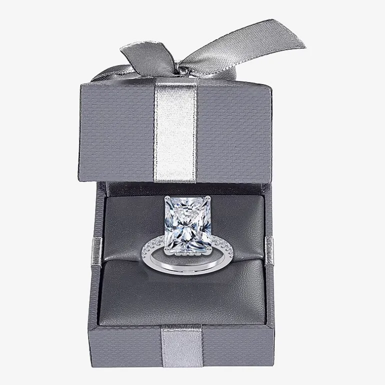 (F-G /Vs2-Si1) Womens 2 1/4 CT. T.W. Lab Grown White Diamond 14K Gold Rectangular Side Stone Engagement Ring