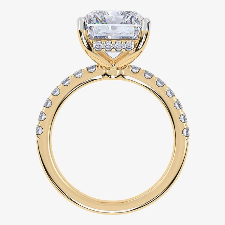 (F-G /Vs2-Si1) Womens 2 1/4 CT. T.W. Lab Grown White Diamond 14K Gold Rectangular Side Stone Engagement Ring